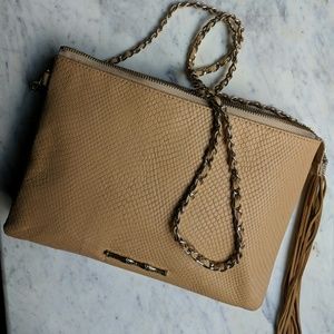 Elaine Turner Franklyn Chain Crossbody Nude Snake